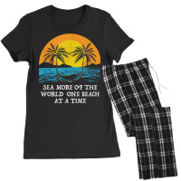 One Beach At A Time Trip Ocean Travel Beach Lover Summer T Shirt Women's Pajamas Set | Artistshot