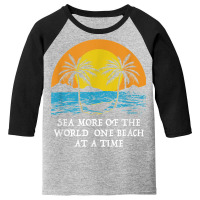 One Beach At A Time Trip Ocean Travel Beach Lover Summer T Shirt Youth 3/4 Sleeve | Artistshot