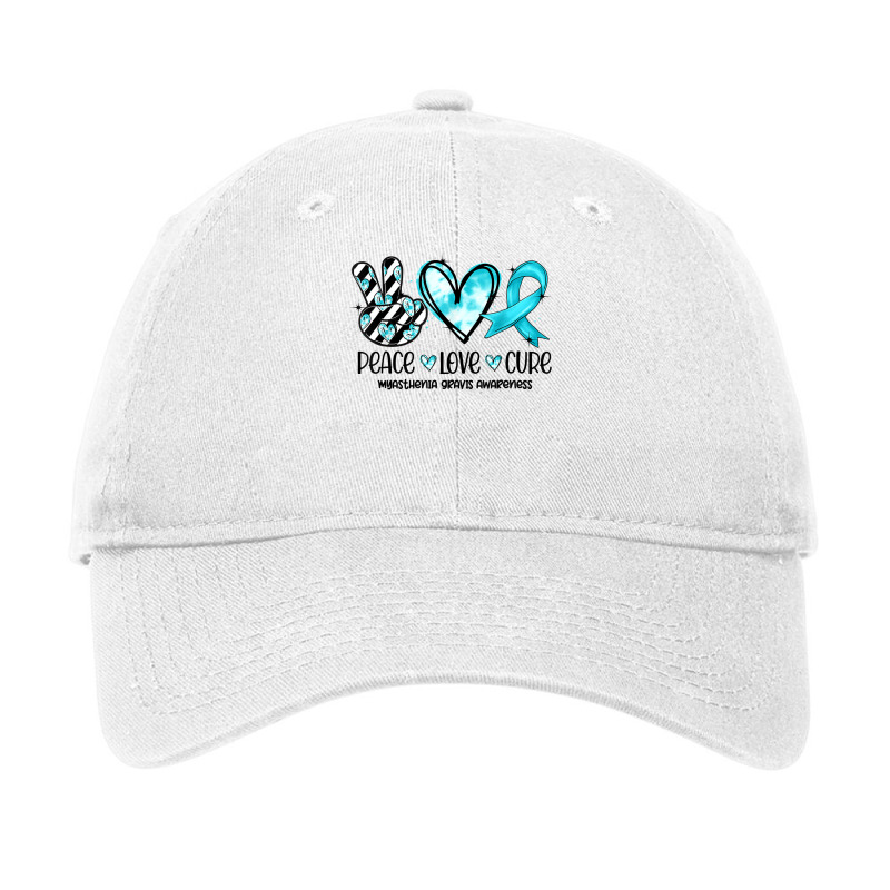 Peace Love Cure Myasthenia Gravis Awareness T Shirt Adjustable Cap | Artistshot