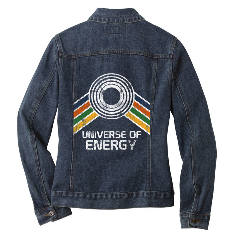 Universe Of Energy In Vintage Distressed Style 1 Ladies Denim Jacket by cm-arts | Artistshot