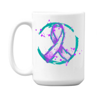 Retro Purple Green Ribbon National Hospice Palliative Care T Shirt 15 Oz Coffee Mug | Artistshot