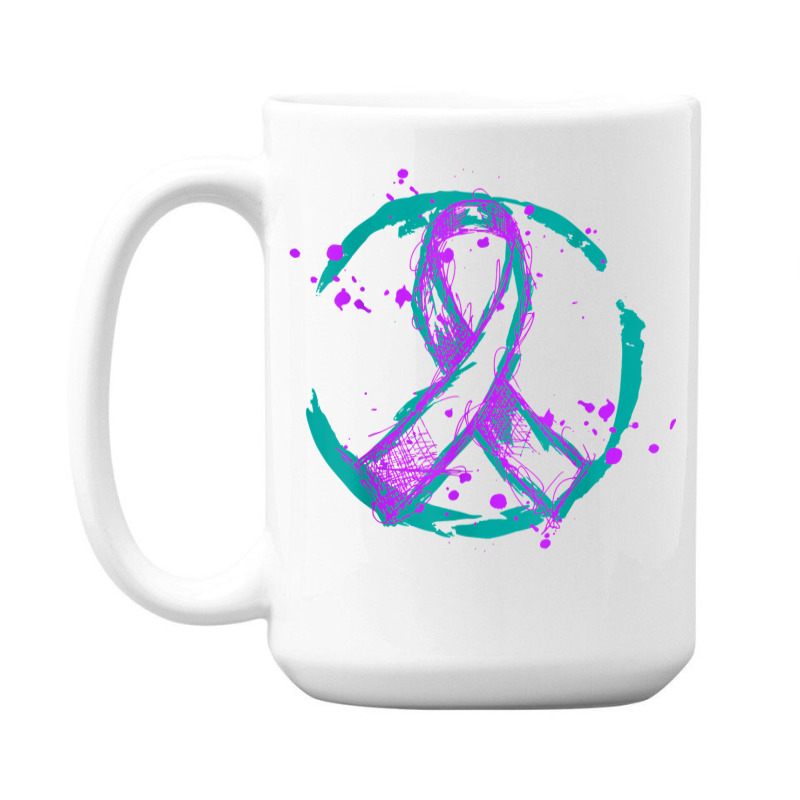 Retro Purple Green Ribbon National Hospice Palliative Care T Shirt 15 Oz Coffee Mug | Artistshot