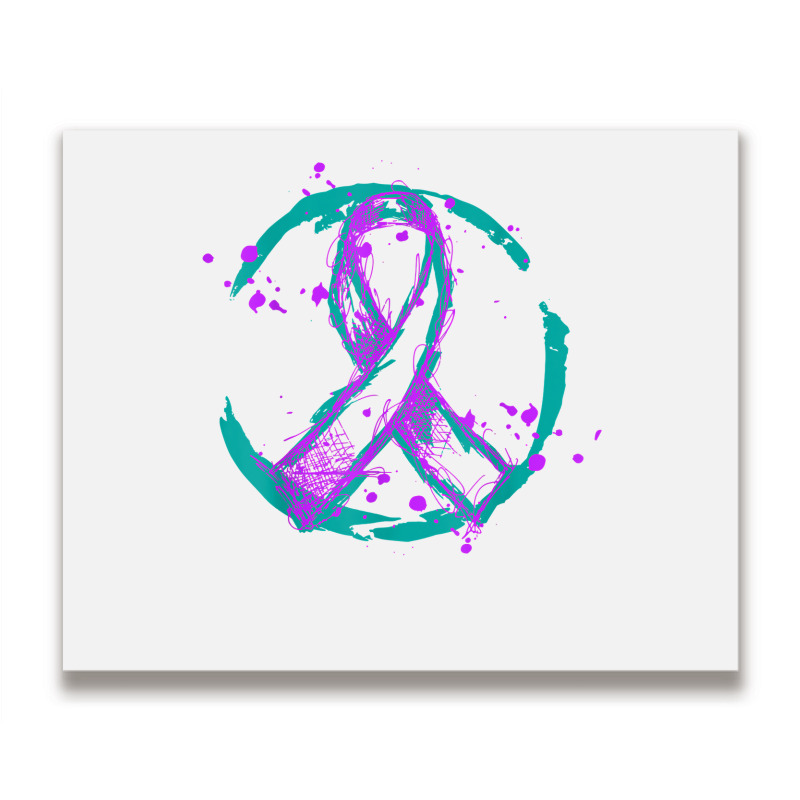 Retro Purple Green Ribbon National Hospice Palliative Care T Shirt Metal Print Horizontal | Artistshot