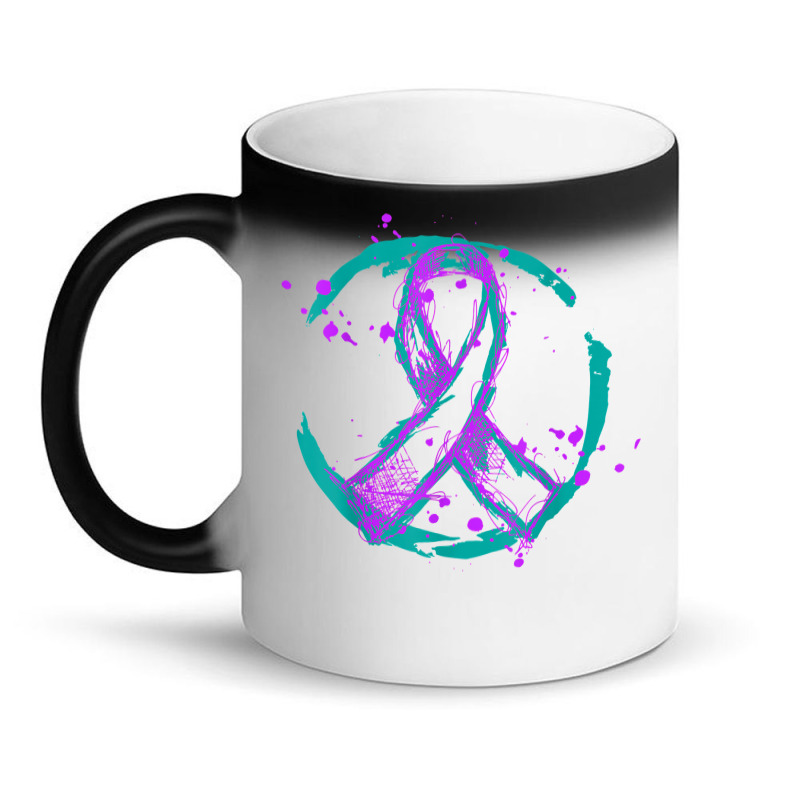 Retro Purple Green Ribbon National Hospice Palliative Care T Shirt Magic Mug | Artistshot