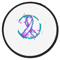 Retro Purple Green Ribbon National Hospice Palliative Care T Shirt Round Patch | Artistshot