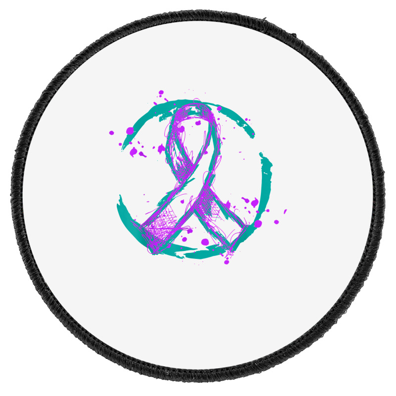 Retro Purple Green Ribbon National Hospice Palliative Care T Shirt Round Patch | Artistshot