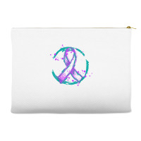 Retro Purple Green Ribbon National Hospice Palliative Care T Shirt Accessory Pouches | Artistshot