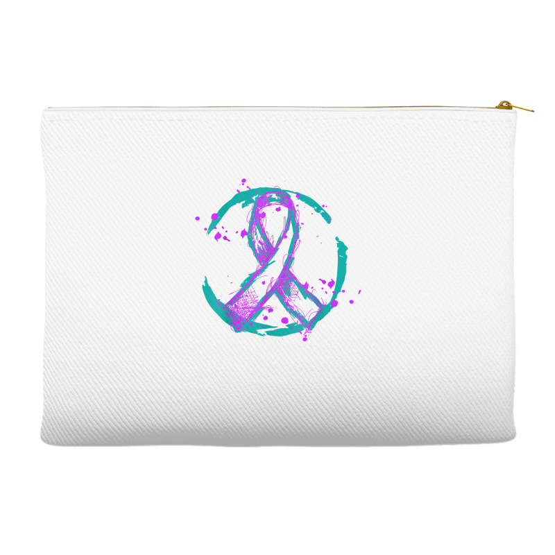 Retro Purple Green Ribbon National Hospice Palliative Care T Shirt Accessory Pouches | Artistshot