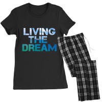 Newlife Living The Dream Letter Print Beach Women's Pajamas Set | Artistshot