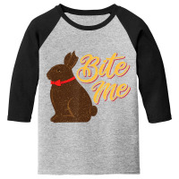 Bite Me Chocolate Bunny Missing Part Ear Youth 3/4 Sleeve | Artistshot