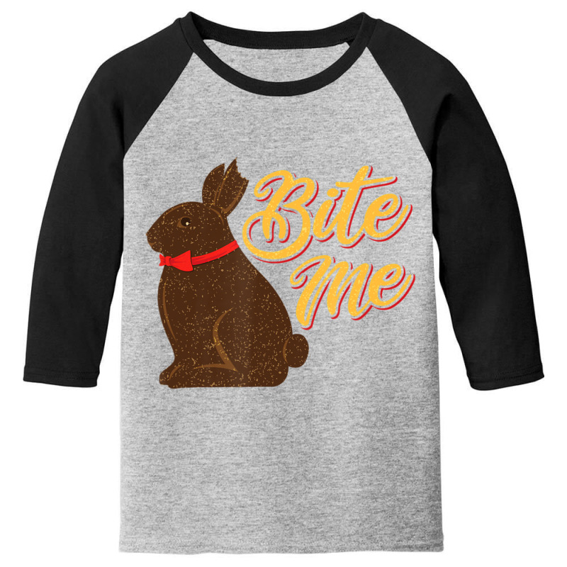 Bite Me Chocolate Bunny Missing Part Ear Youth 3/4 Sleeve by Coble Spellman | Artistshot