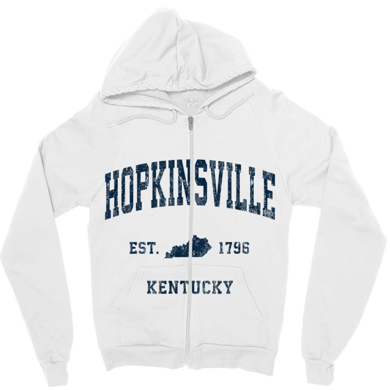 Hopkinsville Kentucky Ky Vintage Athletic Navy Sports Design T Shirt Zipper Hoodie | Artistshot