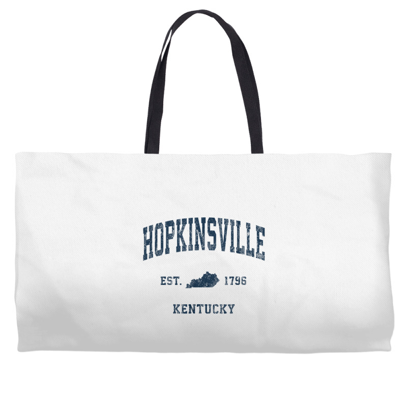 Hopkinsville Kentucky Ky Vintage Athletic Navy Sports Design T Shirt Weekender Totes | Artistshot