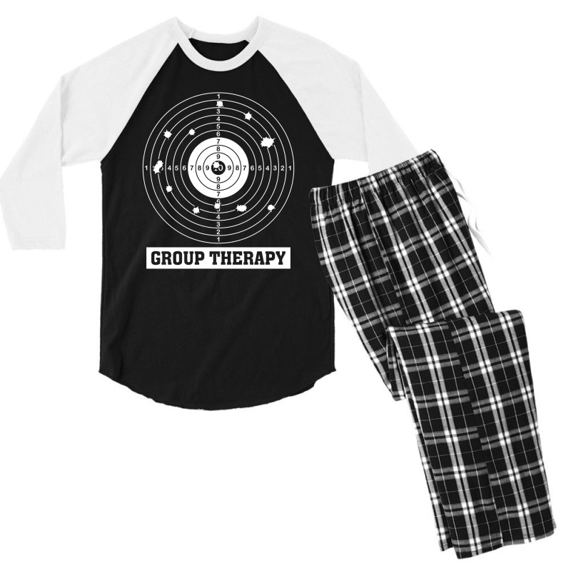 Group Therapy Shooting Range Funny Rifle Hunting T Shirt Birthday Gift Men's 3/4 Sleeve Pajama Set | Artistshot