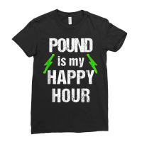 Pound Fitness 'pound Is My Happy Hour' With Lightning Bolts Tank Top Ladies Fitted T-shirt | Artistshot