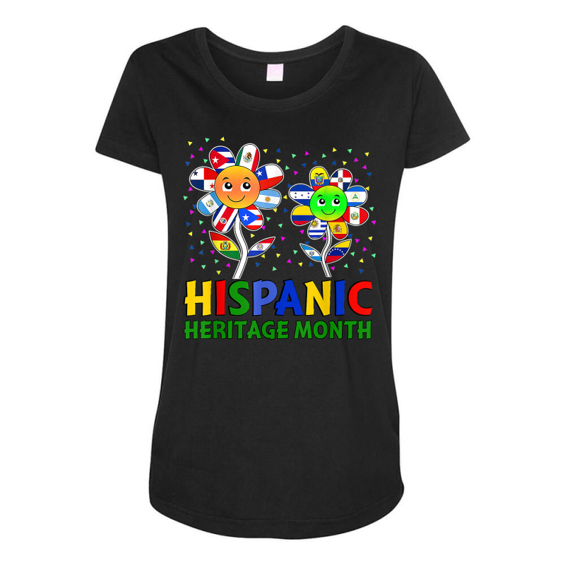 Hispanic Heritage Month Flower Kids Latin Flags T Shirt Maternity Scoop Neck T-shirt by cm-arts | Artistshot