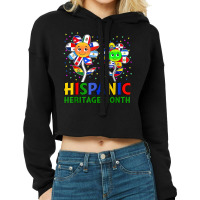 Hispanic Heritage Month Flower Kids Latin Flags T Shirt Cropped Hoodie | Artistshot