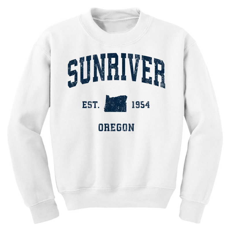 Sunriver Oregon Or Vintage Athletic Navy Sports Design T Shirt Youth Sweatshirt by nealegmruland1 | Artistshot