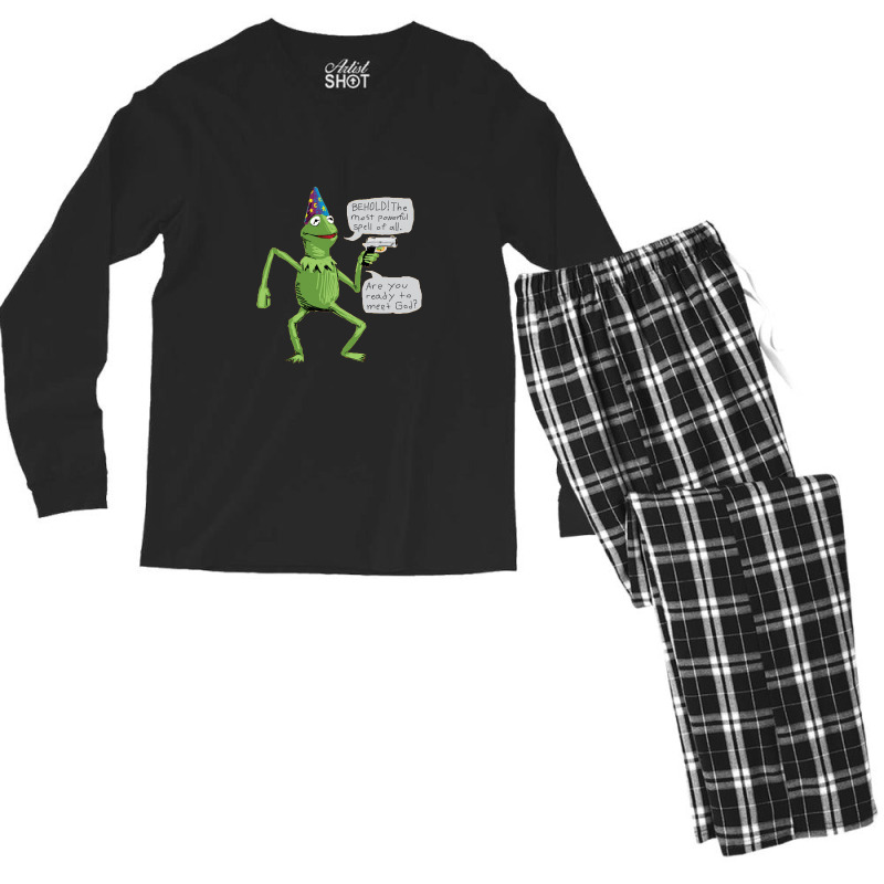 Yer A Wizard Kermit T Shirtyer A Wizard Kermit T Shirt By Morphimus Men's Long Sleeve Pajama Set | Artistshot