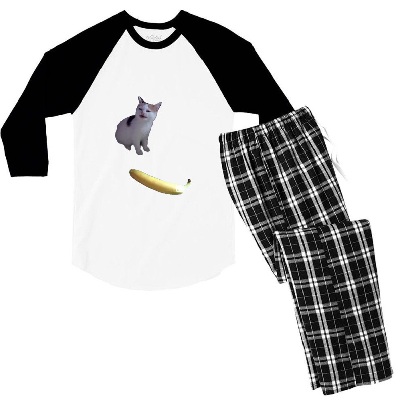 Cat No Banana Men's 3/4 Sleeve Pajama Set | Artistshot