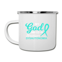 My God Is Stronger Than Dysautonomia Awareness Warrior Camper Cup | Artistshot