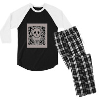 Skull Stencil Warm Grey Men's 3/4 Sleeve Pajama Set | Artistshot