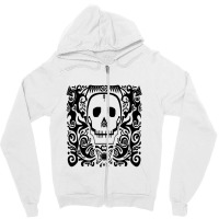 Skull Stencil White Throw Zipper Hoodie | Artistshot