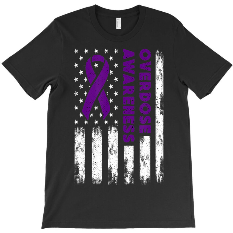 Overdose Awareness Flag Purple Ribbon Addiction Recovery T-shirt | Artistshot