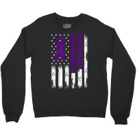 Overdose Awareness Flag Purple Ribbon Addiction Recovery Crewneck Sweatshirt | Artistshot