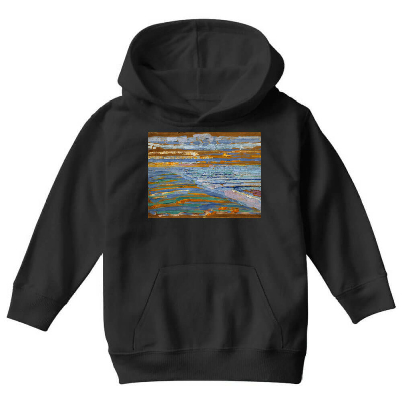 Piet View From The Dunes With Beach And Piers Domburg Youth Hoodie by morganteagan74 | Artistshot