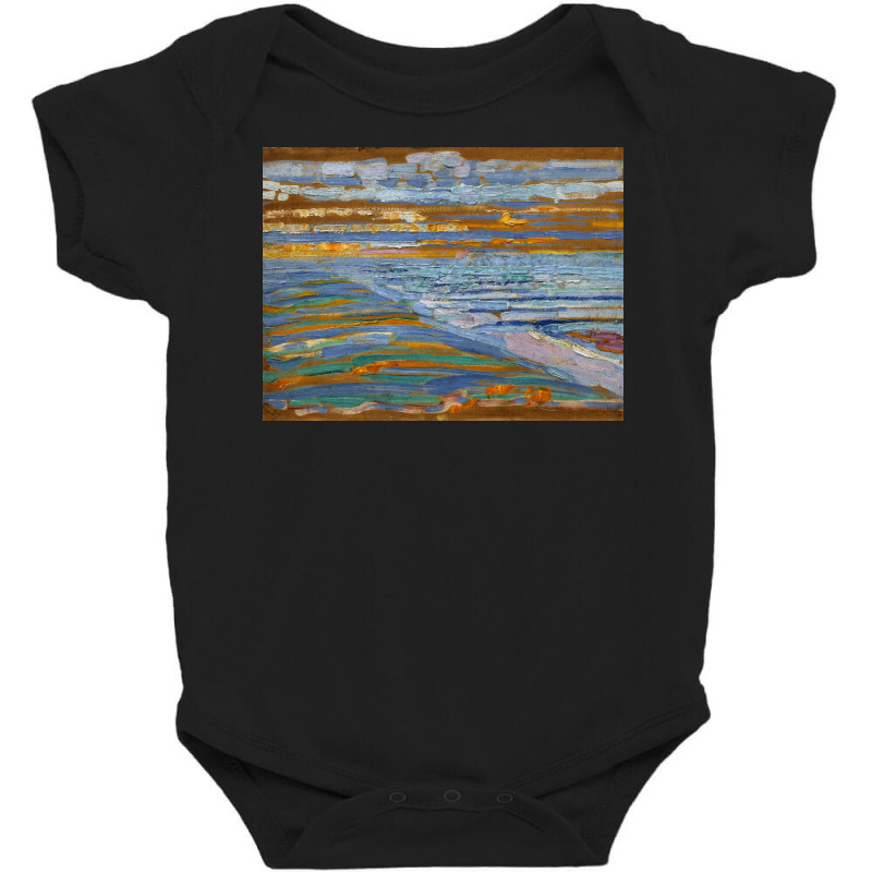 Piet View From The Dunes With Beach And Piers Domburg Baby Bodysuit by morganteagan74 | Artistshot