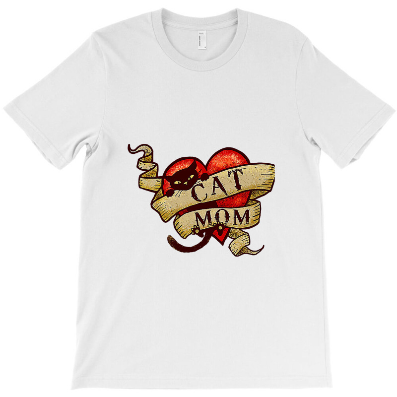 Cat Mom In Retro Heart Tattoo Style T-shirt | Artistshot