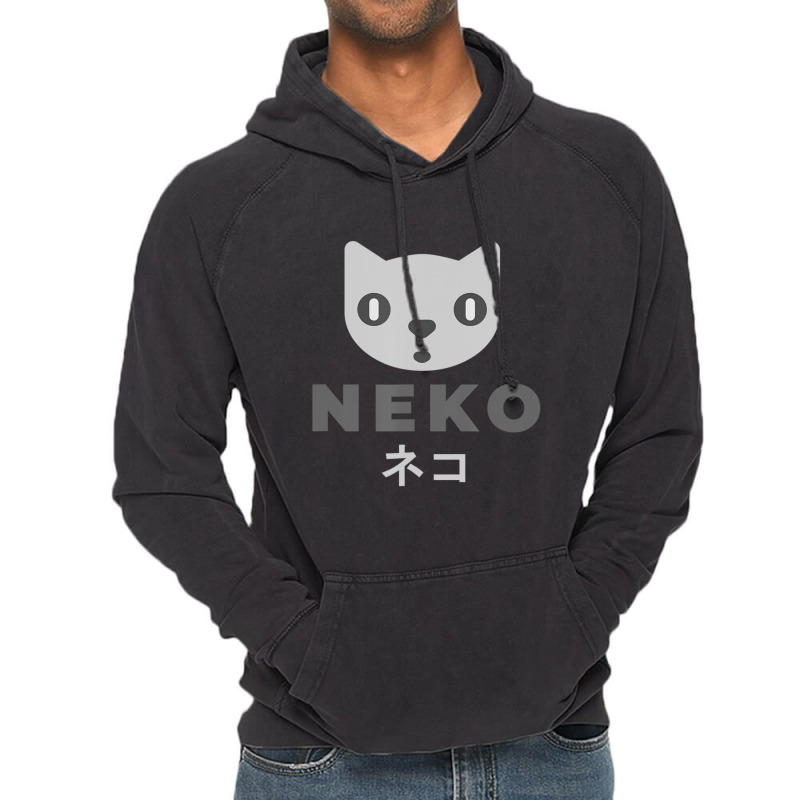 Neko Kitten Cat Anime Katakana Modern Japanese Designer Vintage Hoodie by cm-arts | Artistshot