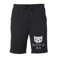 Neko Kitten Cat Anime Katakana Modern Japanese Designer Fleece Short | Artistshot