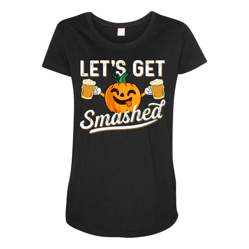 Drinking Pumpkin Lets Get Smashed Beer Lover Halloween Funny Long Slee Maternity Scoop Neck T-shirt by cipaehuwogi1 | Artistshot