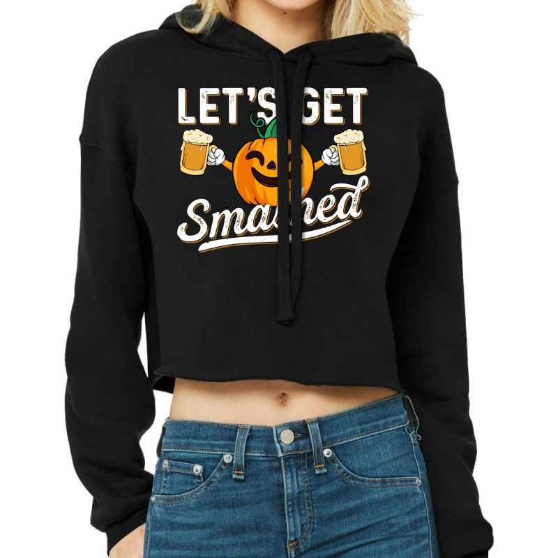 Drinking Pumpkin Lets Get Smashed Beer Lover Halloween Funny Long Slee Cropped Hoodie by cipaehuwogi1 | Artistshot