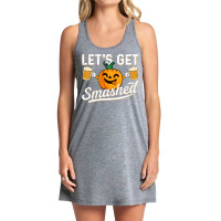 Drinking Pumpkin Lets Get Smashed Beer Lover Halloween Funny Long Slee Tank Dress | Artistshot