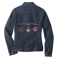 Womens I'm A Simple Woman Sunshine Coffee Paw Dog Cute Ladies Denim Jacket | Artistshot