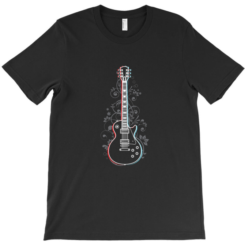 Lp Style Electric Guitar 3d Outline Flowering Vines T-shirt | Artistshot