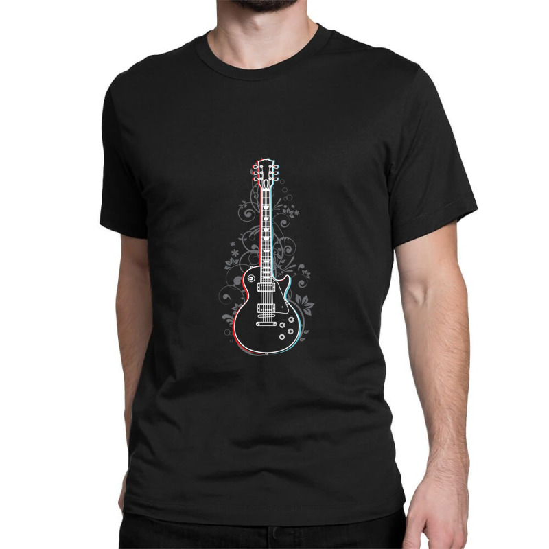 Lp Style Electric Guitar 3d Outline Flowering Vines Classic T-shirt | Artistshot