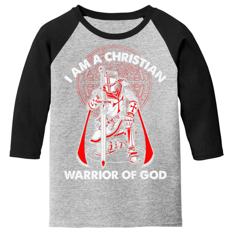 I Am A Christian Warrior Of God Crusader Knights Templar Pullover Hood Youth 3/4 Sleeve | Artistshot