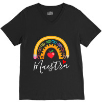 Maestra Cute Rainbow Regalos Para Maestra Bilingue Teache V-neck Tee | Artistshot