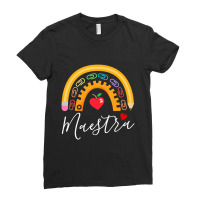 Maestra Cute Rainbow Regalos Para Maestra Bilingue Teache Ladies Fitted T-shirt | Artistshot