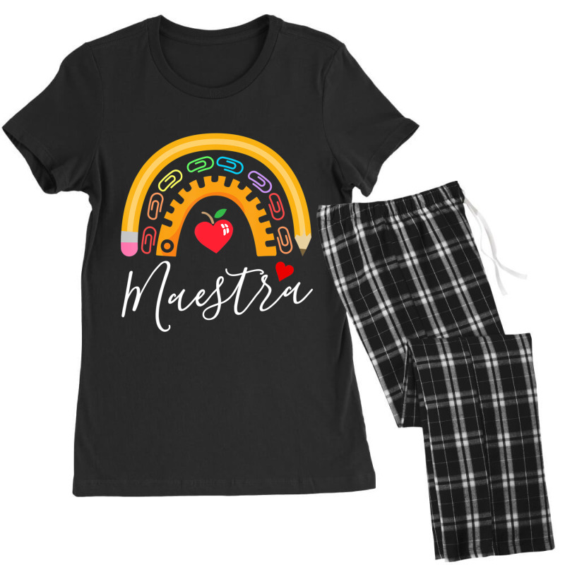 Maestra Cute Rainbow Regalos Para Maestra Bilingue Teache Women's Pajamas Set by kentuckykonpha9 | Artistshot