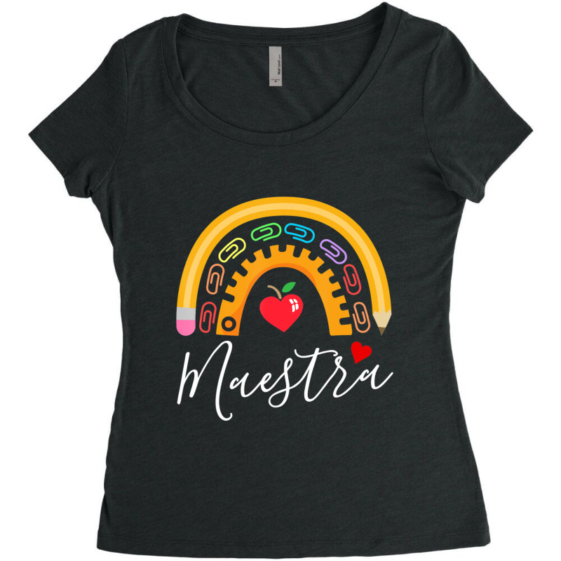 Maestra Cute Rainbow Regalos Para Maestra Bilingue Teache Women's Triblend Scoop T-shirt by kentuckykonpha9 | Artistshot