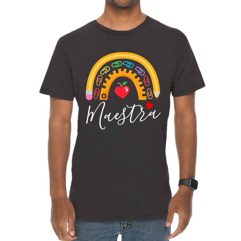 Maestra Cute Rainbow Regalos Para Maestra Bilingue Teache Vintage T-Shirt by kentuckykonpha9 | Artistshot