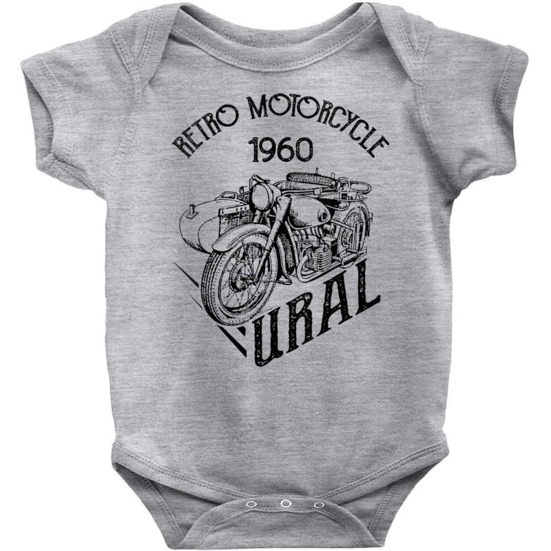 Womens Retro Motorcyle 1960 Ural Vintage Sidecar Motorbike V Neck T Sh Baby Bodysuit by vacheu | Artistshot