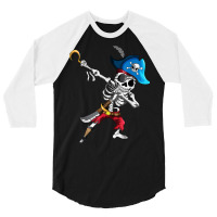 Dabbing Pirates Skeleton Eye Flap Pirate Ship Halloween T Shirt 3/4 Sleeve Shirt | Artistshot