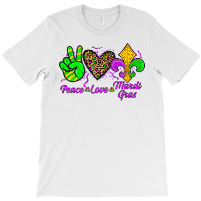 Peace Love Mardi Gras T-shirt Designed By Angel Clark