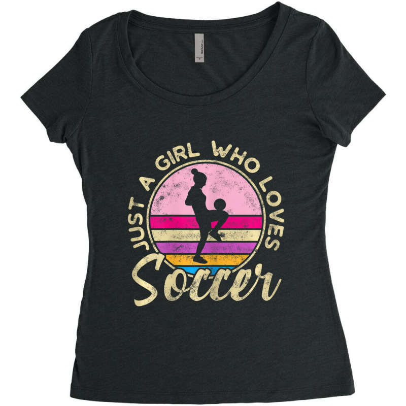 Just A Girl Who Loves Soccer Women Retro Vintage Soccer Women's Triblend Scoop T-shirt by Kemriban527 | Artistshot